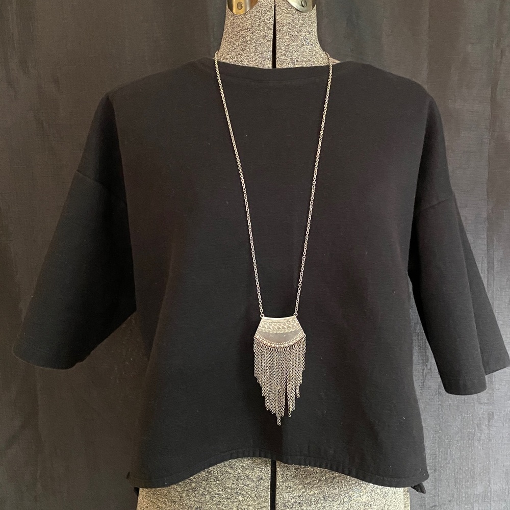 Hi-low open back zip s/s sweatshirt top